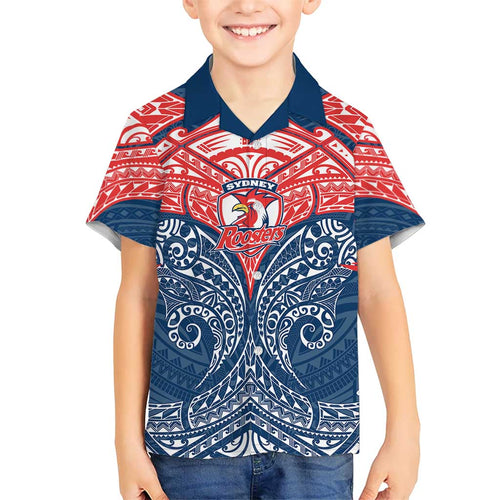 Personalized Sydney Roosters Hawaiian Shirt Polynesian Tribal Pattern Style