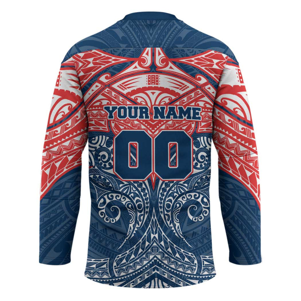 Personalized Sydney Roosters Hockey Jersey Polynesian Tribal Pattern Style