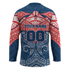 Personalized Sydney Roosters Hockey Jersey Polynesian Tribal Pattern Style