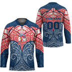 Personalized Sydney Roosters Hockey Jersey Polynesian Tribal Pattern Style