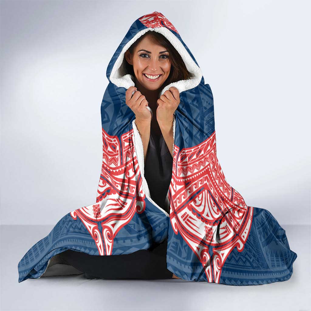 Personalized Sydney Roosters Hooded Blanket Polynesian Tribal Pattern Style