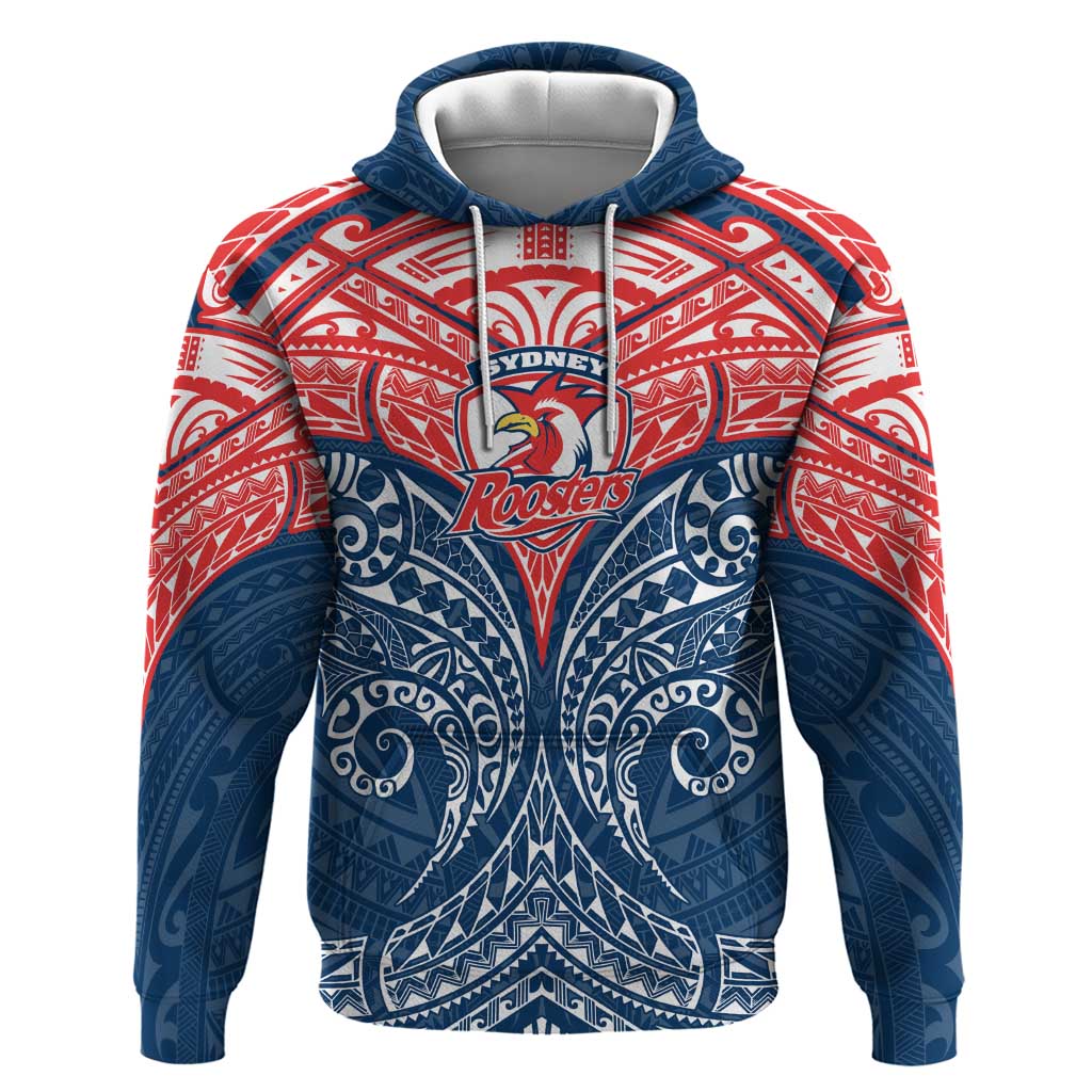 Personalized Sydney Roosters Hoodie Polynesian Tribal Pattern Style