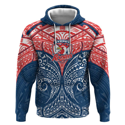 Personalized Sydney Roosters Hoodie Polynesian Tribal Pattern Style