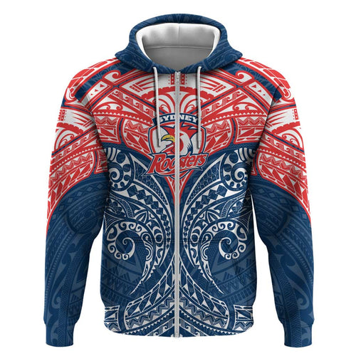 Personalized Sydney Roosters Hoodie Polynesian Tribal Pattern Style