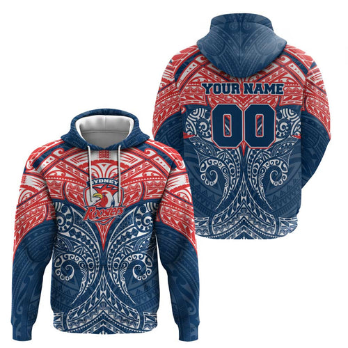 Personalized Sydney Roosters Hoodie Polynesian Tribal Pattern Style