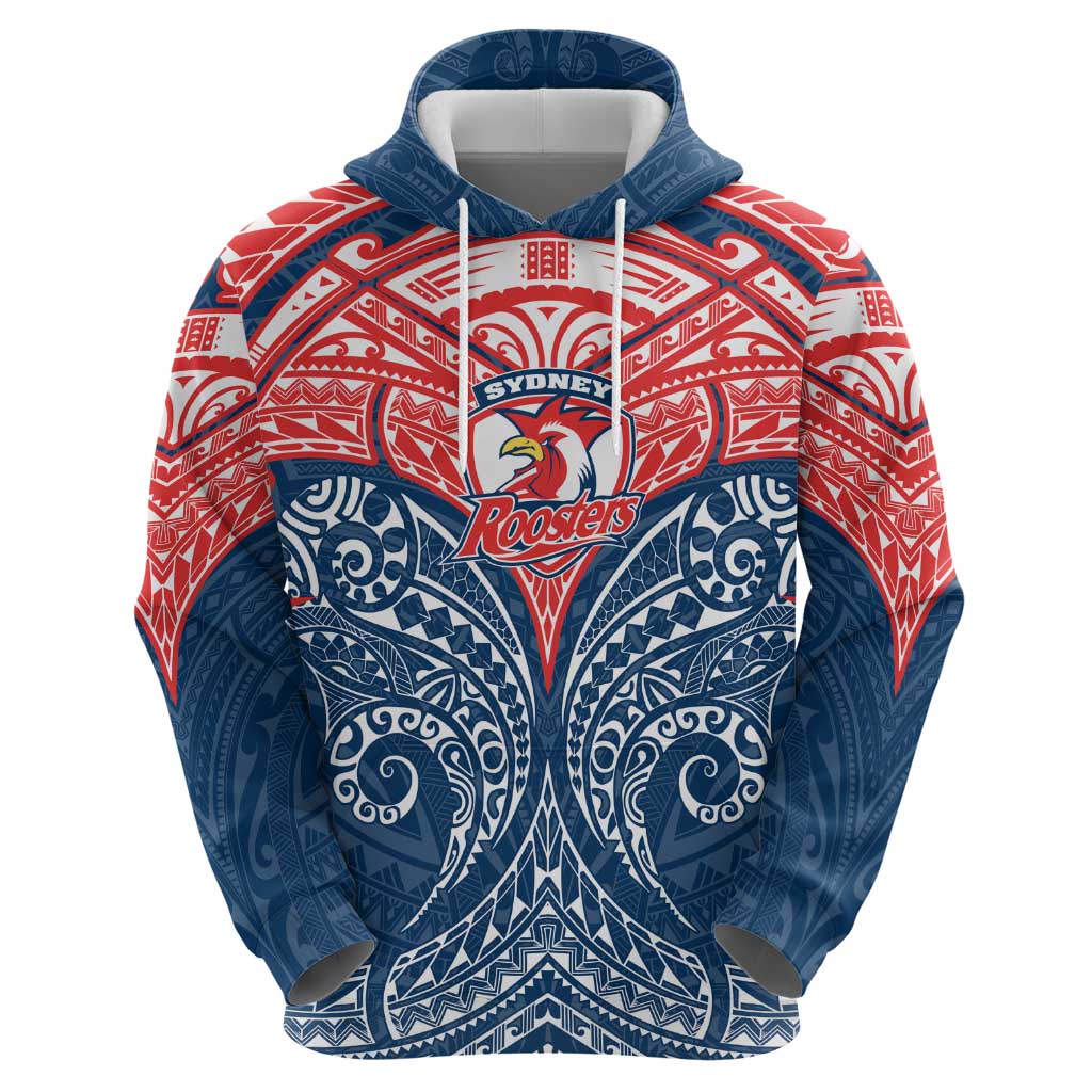 Personalized Sydney Roosters Hoodie Polynesian Tribal Pattern Style