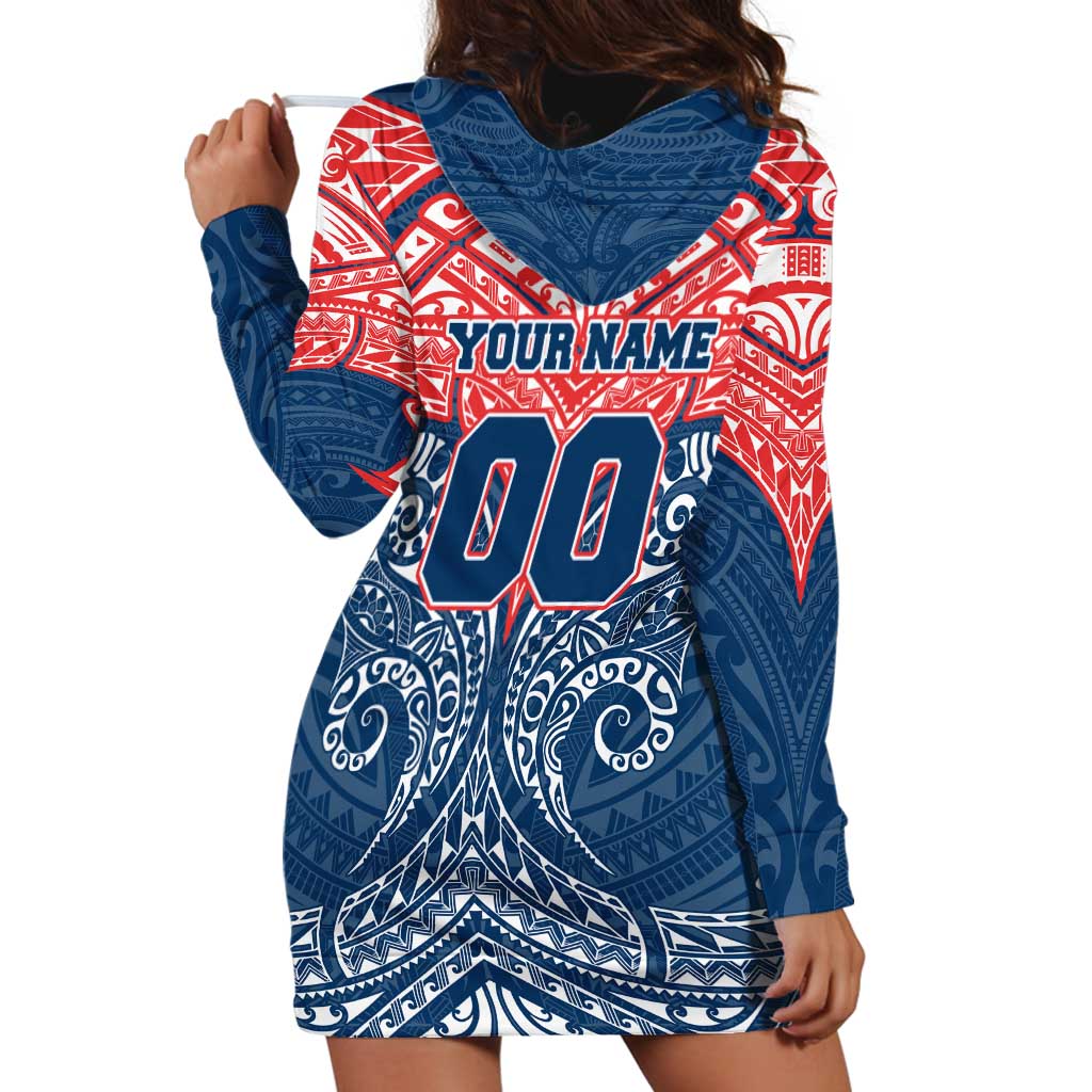 Personalized Sydney Roosters Hoodie Dress Polynesian Tribal Pattern Style