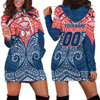 Personalized Sydney Roosters Hoodie Dress Polynesian Tribal Pattern Style