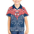 Personalized Sydney Roosters Kid Hawaiian Shirt Polynesian Tribal Pattern Style