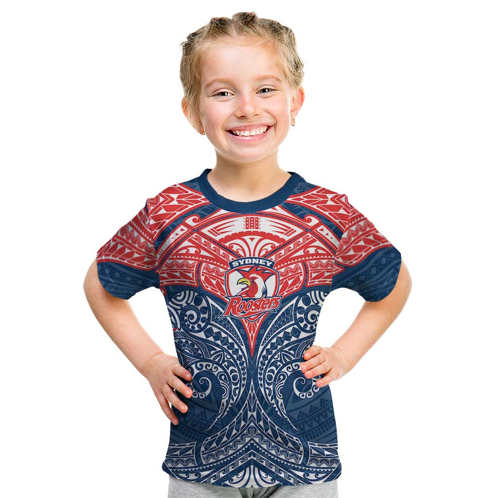 Personalized Sydney Roosters Kid T Shirt Polynesian Tribal Pattern Style
