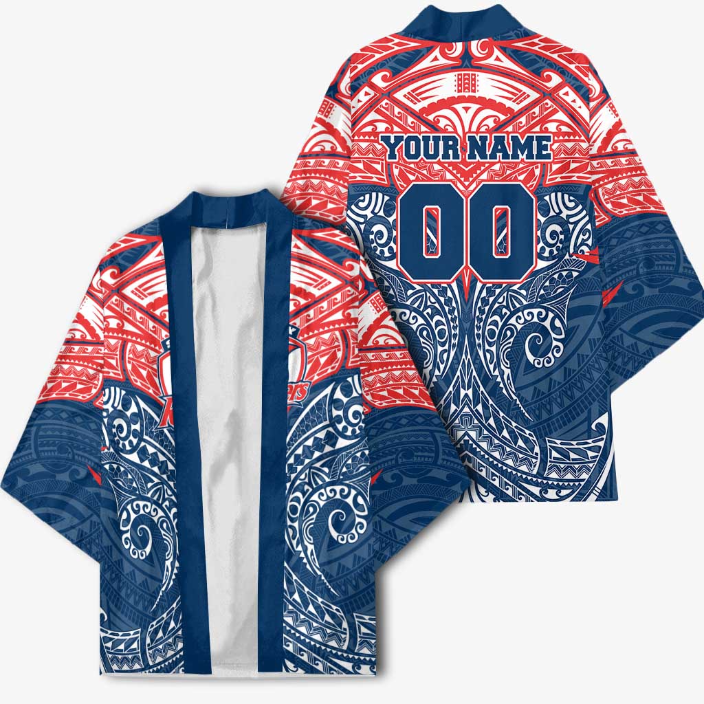 Personalized Sydney Roosters Kimono Polynesian Tribal Pattern Style