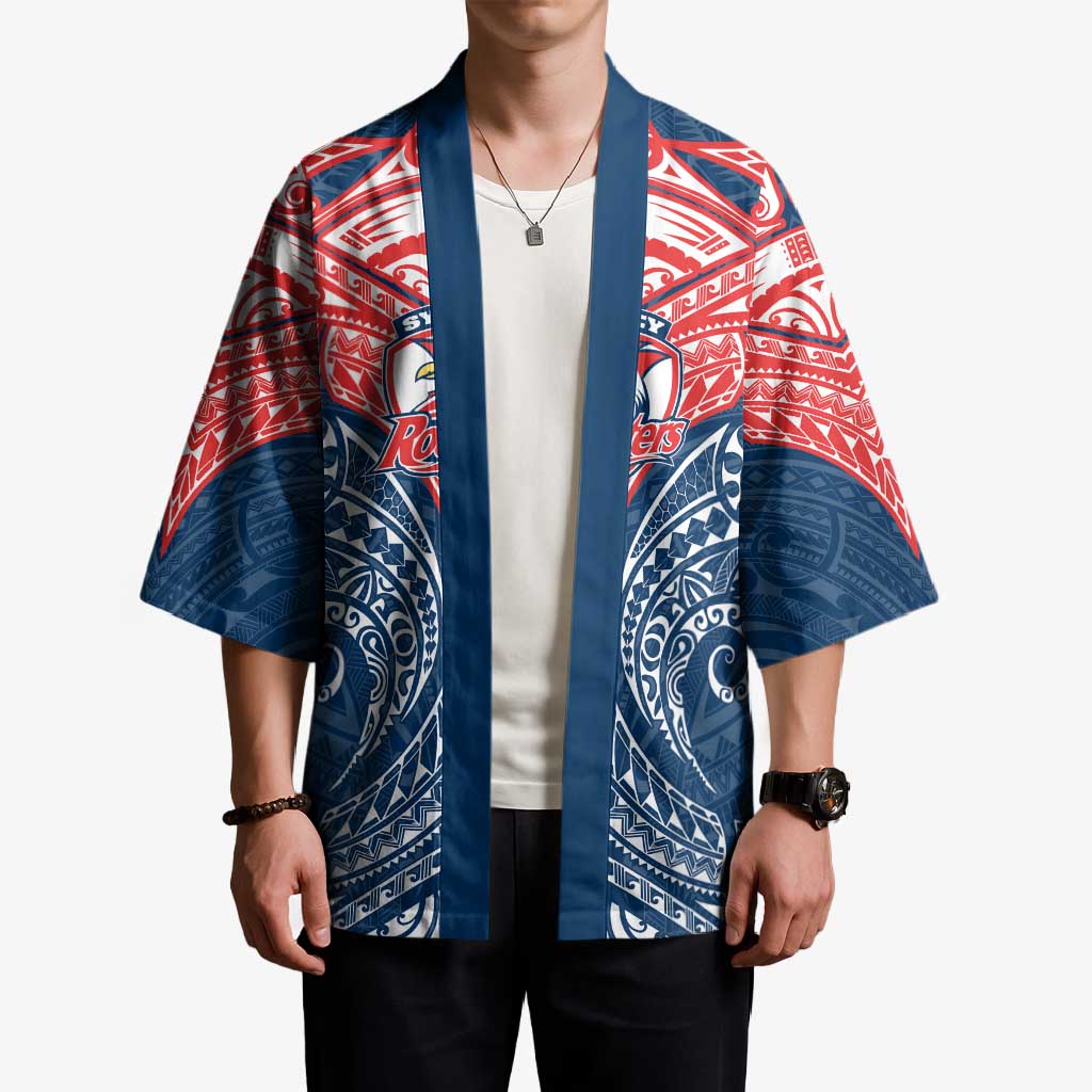Personalized Sydney Roosters Kimono Polynesian Tribal Pattern Style