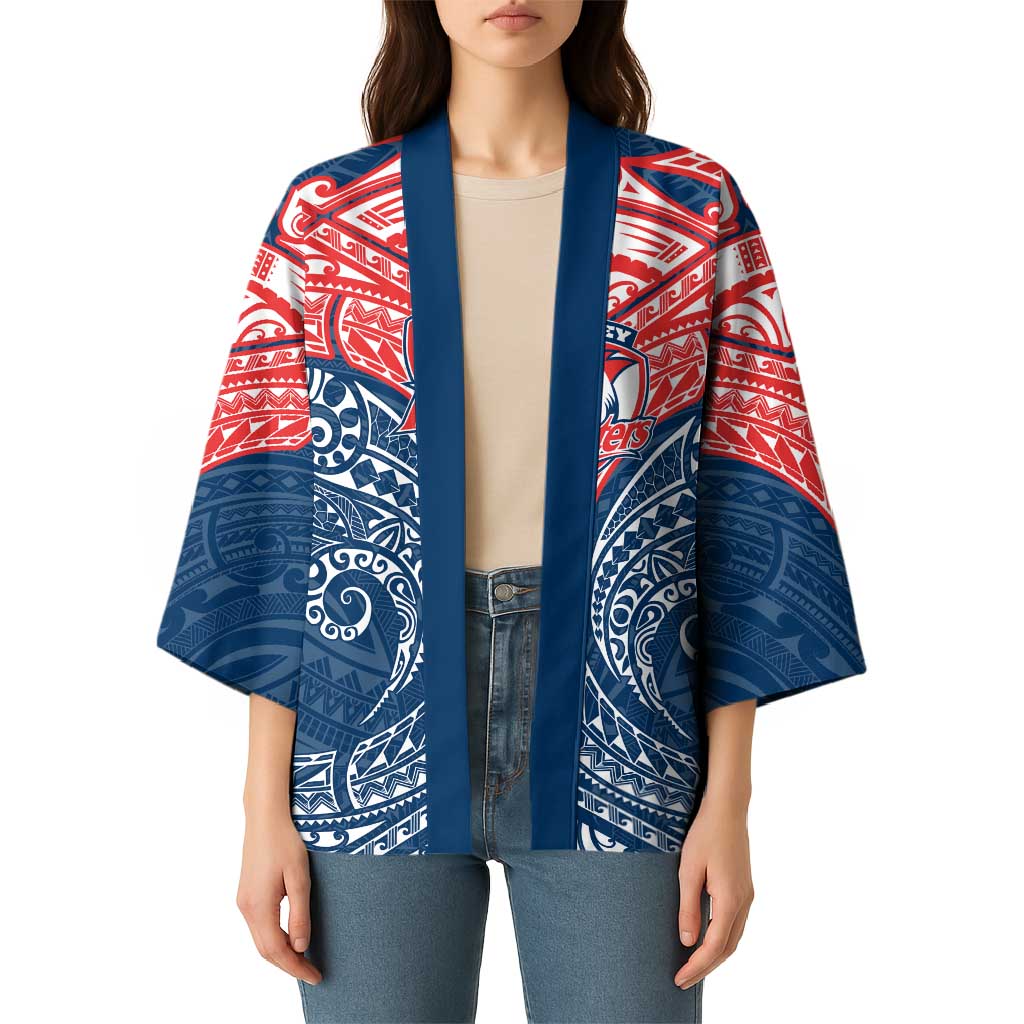 Personalized Sydney Roosters Kimono Polynesian Tribal Pattern Style