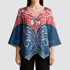 Personalized Sydney Roosters Kimono Sleeve Blouse Polynesian Tribal Pattern Style