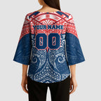 Personalized Sydney Roosters Kimono Sleeve Blouse Polynesian Tribal Pattern Style