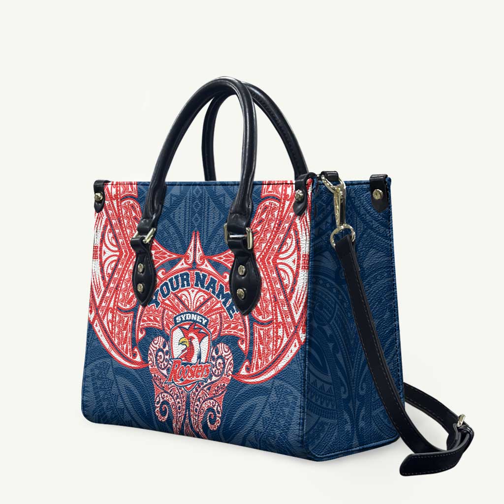 Personalized Sydney Roosters Leather Bag Polynesian Tribal Pattern Style