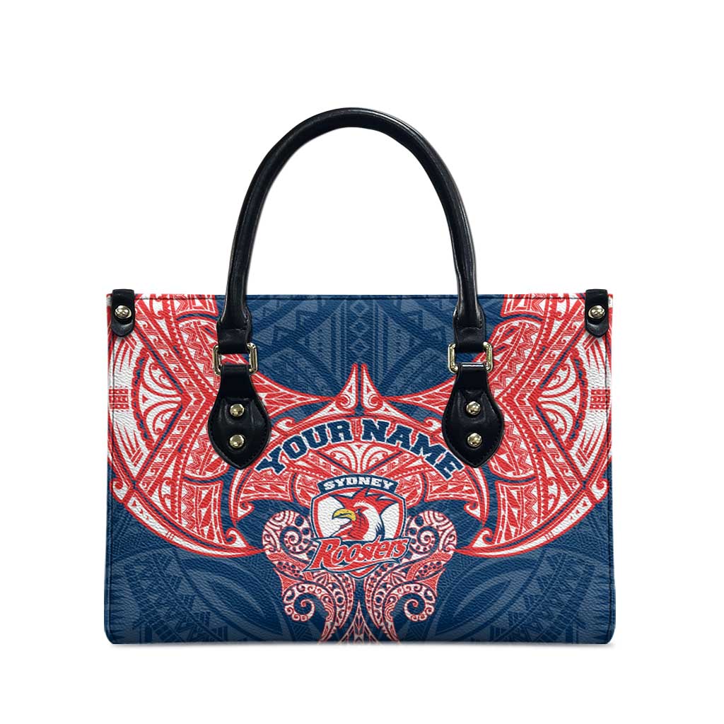 Personalized Sydney Roosters Leather Bag Polynesian Tribal Pattern Style