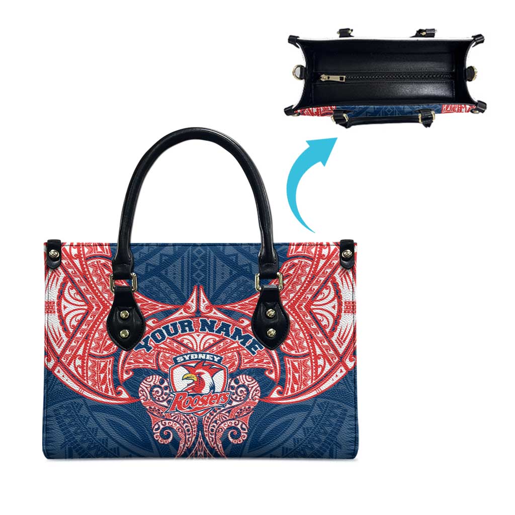 Personalized Sydney Roosters Leather Bag Polynesian Tribal Pattern Style