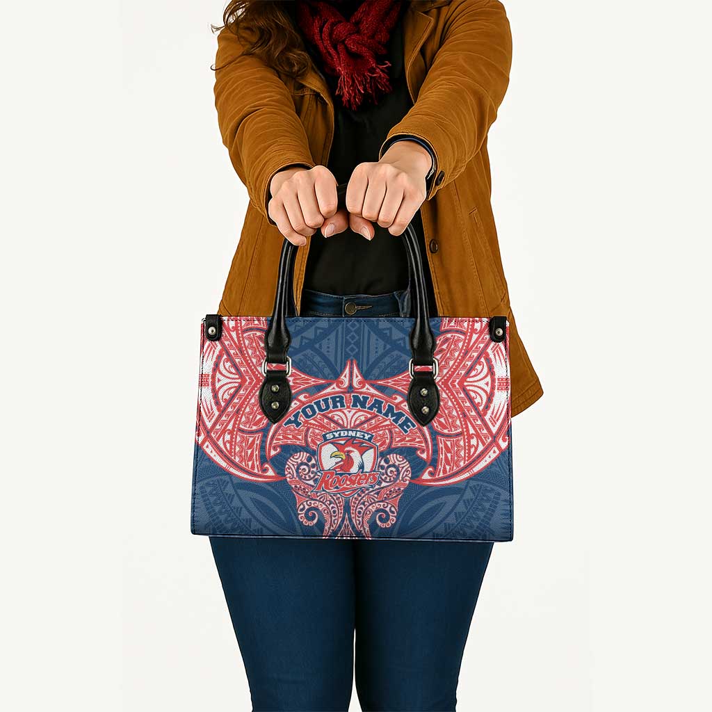 Personalized Sydney Roosters Leather Bag Polynesian Tribal Pattern Style