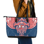 Personalized Sydney Roosters Leather Tote Bag Polynesian Tribal Pattern Style