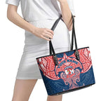 Personalized Sydney Roosters Leather Tote Bag Polynesian Tribal Pattern Style