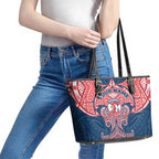 Personalized Sydney Roosters Leather Tote Bag Polynesian Tribal Pattern Style