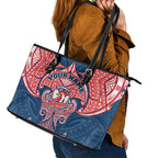 Personalized Sydney Roosters Leather Tote Bag Polynesian Tribal Pattern Style