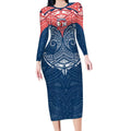 Personalized Sydney Roosters Long Sleeve Bodycon Dress Polynesian Tribal Pattern Style