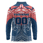 Personalized Sydney Roosters Long Sleeve Polo Shirt Polynesian Tribal Pattern Style