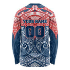 Personalized Sydney Roosters Long Sleeve Shirt Polynesian Tribal Pattern Style