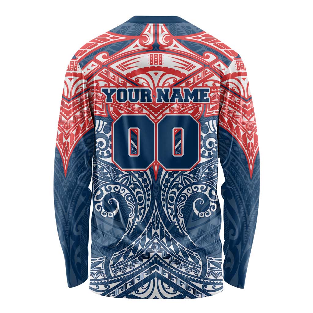Personalized Sydney Roosters Long Sleeve Shirt Polynesian Tribal Pattern Style