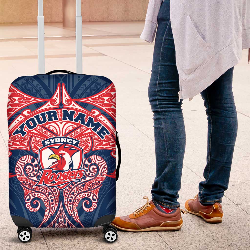 Personalized Sydney Roosters Luggage Cover Polynesian Tribal Pattern Style