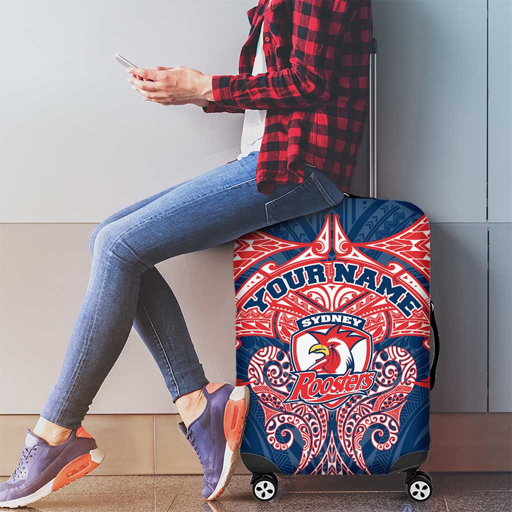 Personalized Sydney Roosters Luggage Cover Polynesian Tribal Pattern Style