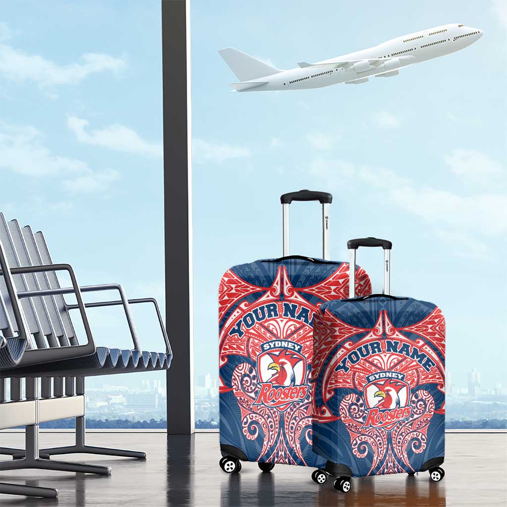 Personalized Sydney Roosters Luggage Cover Polynesian Tribal Pattern Style