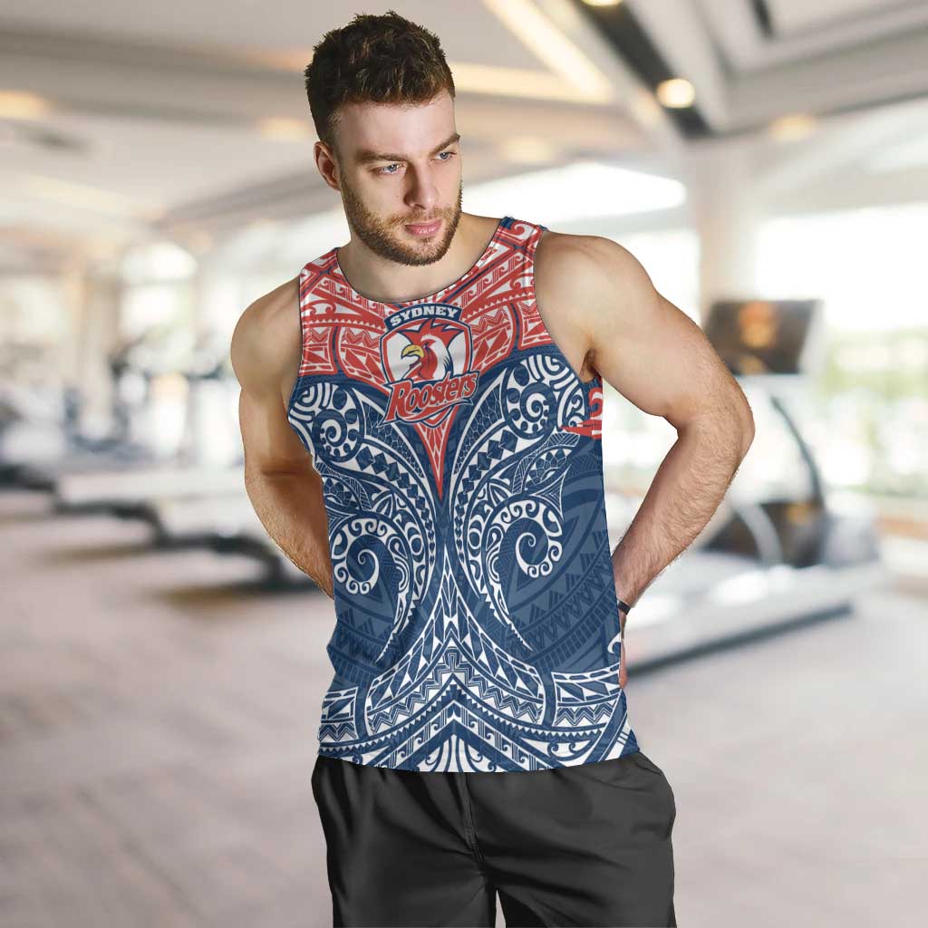 Personalized Sydney Roosters Men Tank Top Polynesian Tribal Pattern Style