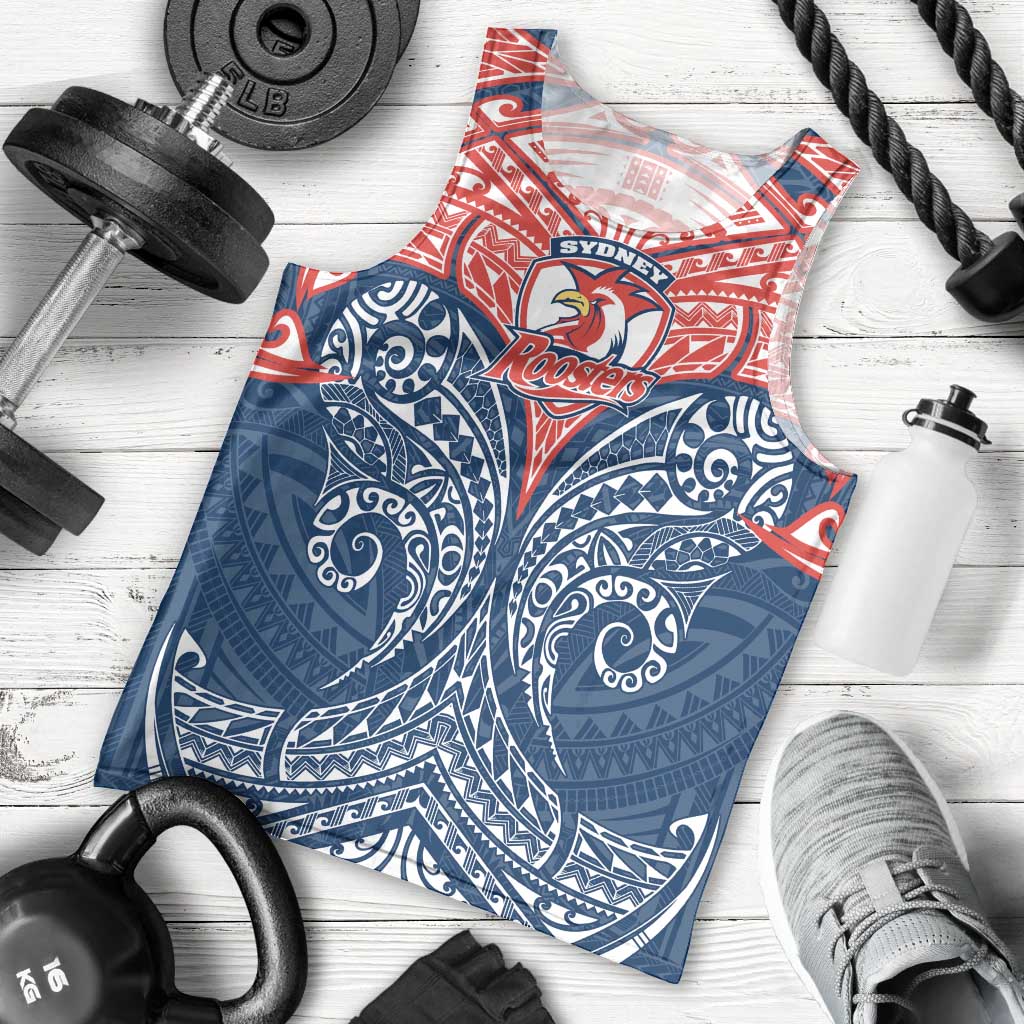 Personalized Sydney Roosters Men Tank Top Polynesian Tribal Pattern Style