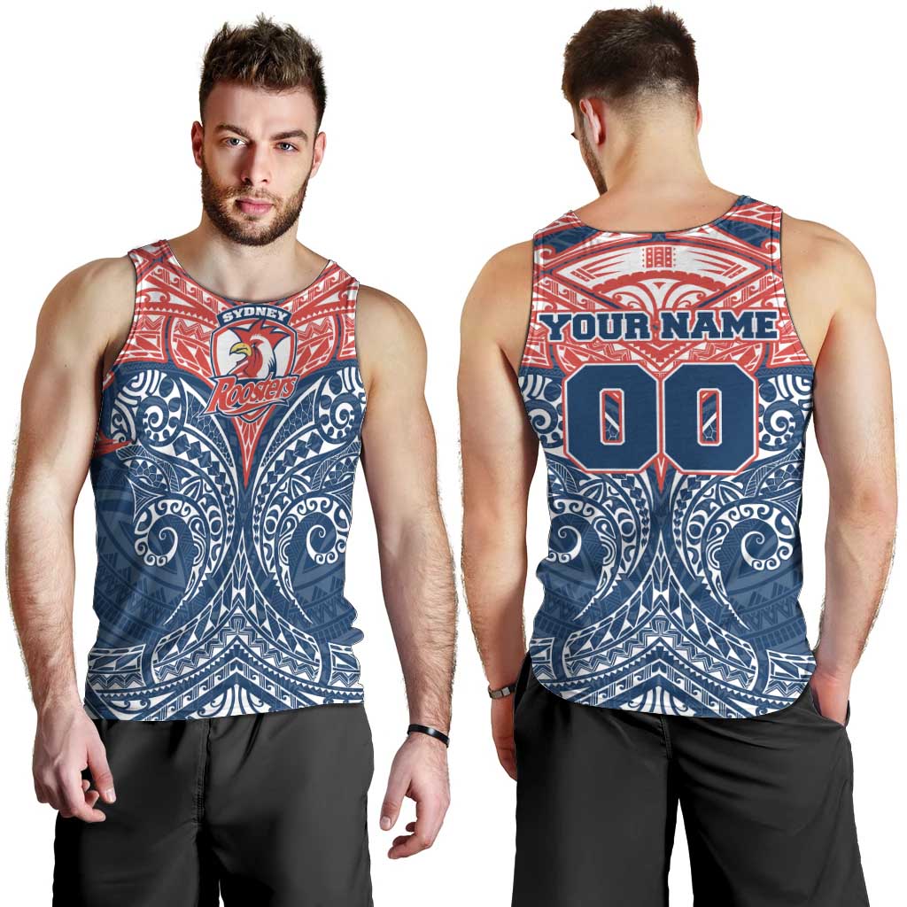 Personalized Sydney Roosters Men Tank Top Polynesian Tribal Pattern Style