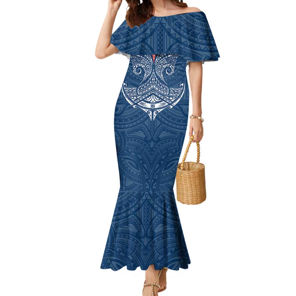 Personalized Sydney Roosters Mermaid Dress Polynesian Tribal Pattern Style