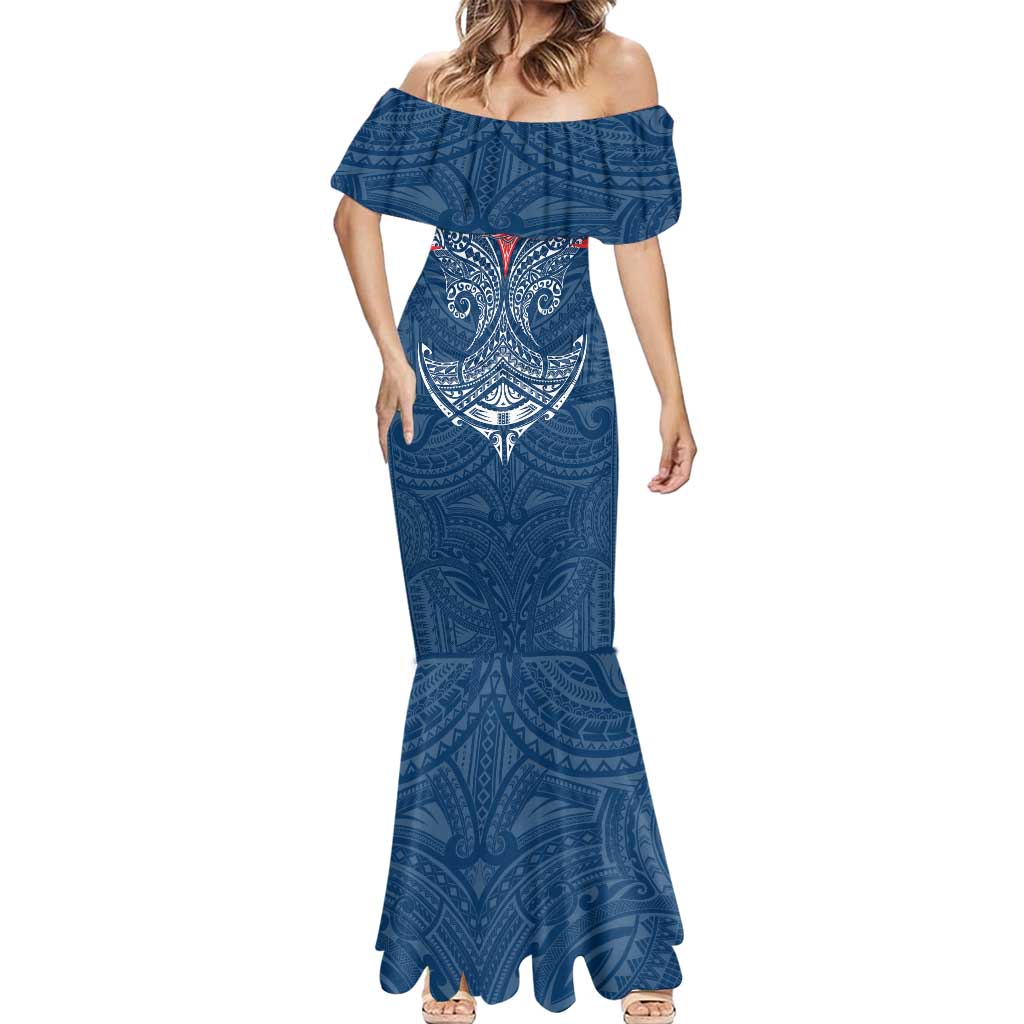 Personalized Sydney Roosters Mermaid Dress Polynesian Tribal Pattern Style