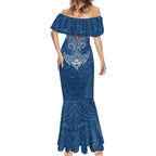 Personalized Sydney Roosters Mermaid Dress Polynesian Tribal Pattern Style