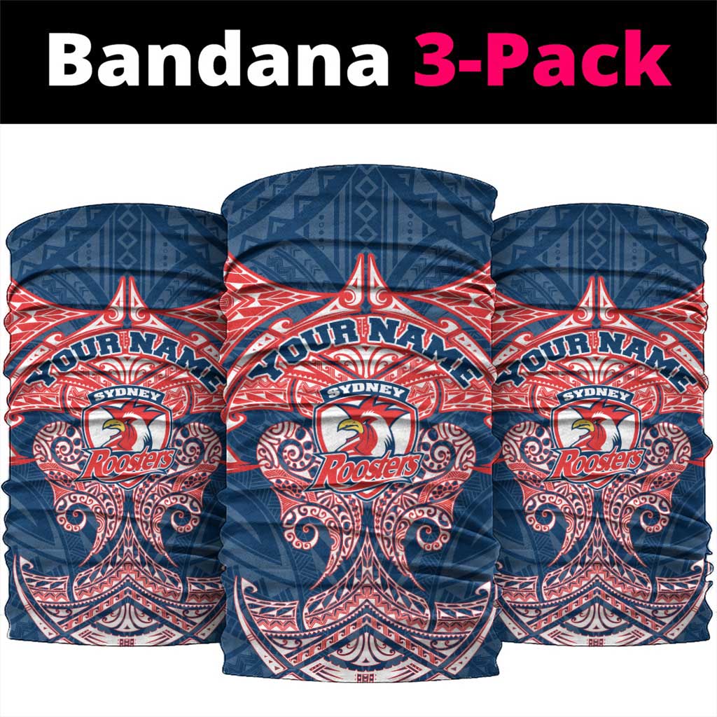 Personalized Sydney Roosters Neck Gaiter Polynesian Tribal Pattern Style