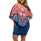 Personalized Sydney Roosters Off Shoulder Short Dress Polynesian Tribal Pattern Style