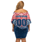 Personalized Sydney Roosters Off Shoulder Short Dress Polynesian Tribal Pattern Style