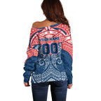 Personalized Sydney Roosters Off Shoulder Sweater Polynesian Tribal Pattern Style