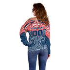 Personalized Sydney Roosters Off Shoulder Sweater Polynesian Tribal Pattern Style