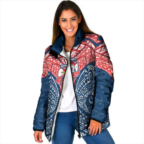Personalized Sydney Roosters Padded Jacket Polynesian Tribal Pattern Style