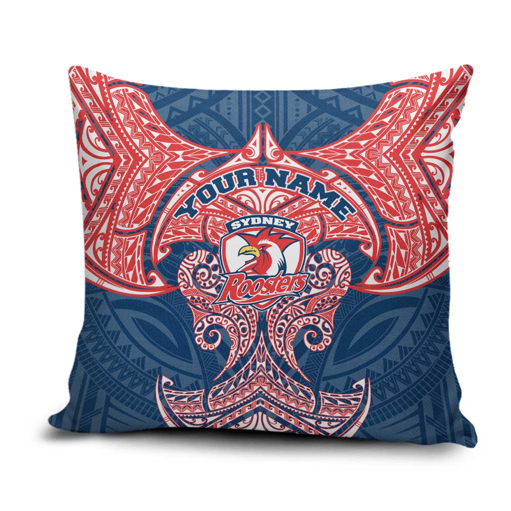 Personalized Sydney Roosters Pillow Cover Polynesian Tribal Pattern Style
