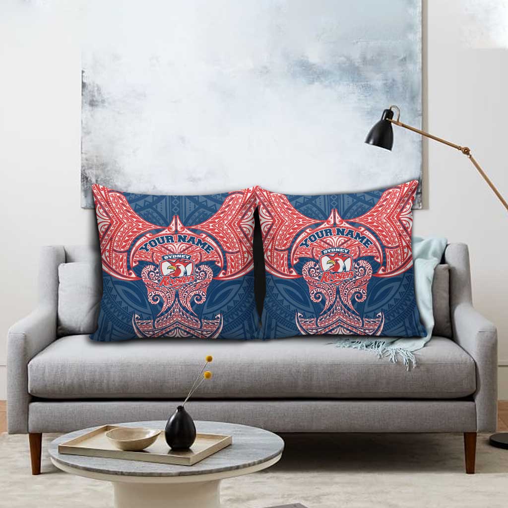 Personalized Sydney Roosters Pillow Cover Polynesian Tribal Pattern Style