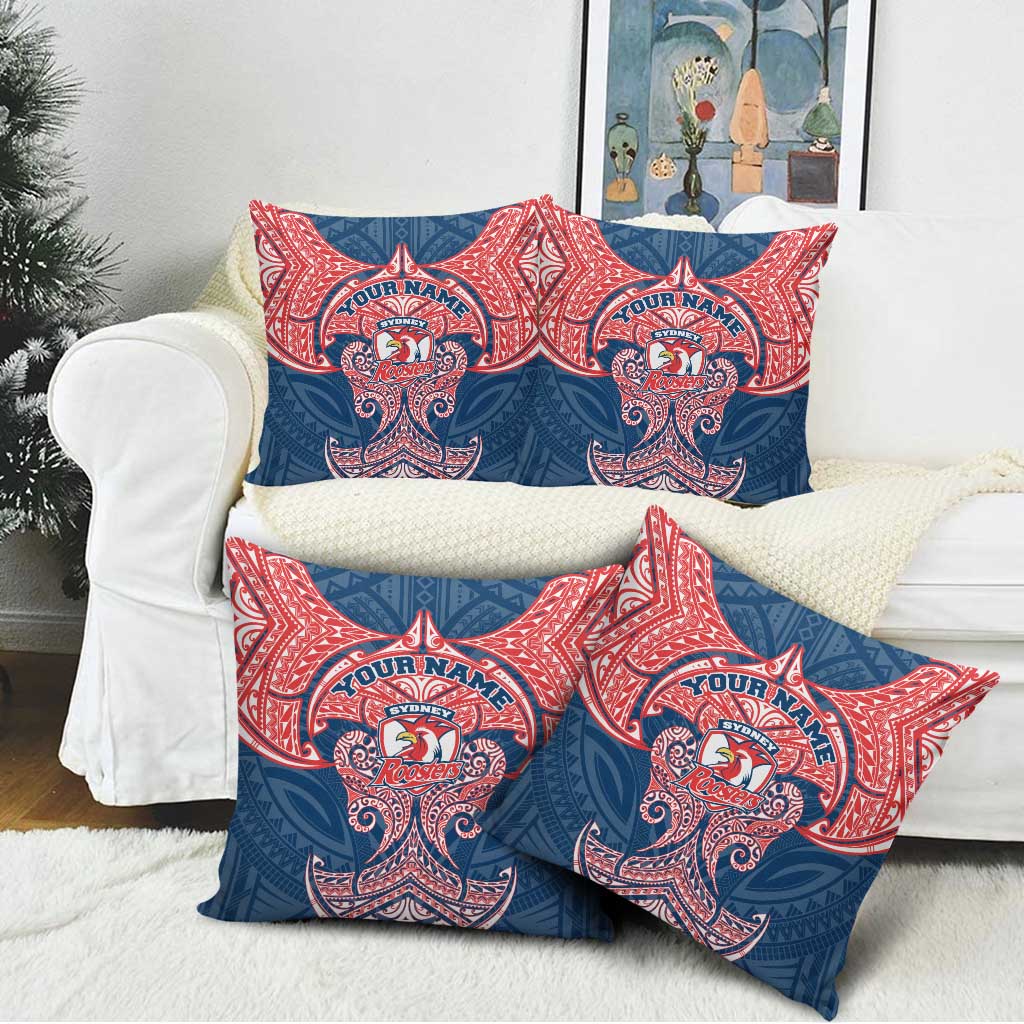 Personalized Sydney Roosters Pillow Cover Polynesian Tribal Pattern Style