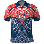 Personalized Sydney Roosters Polo Shirt Polynesian Tribal Pattern Style